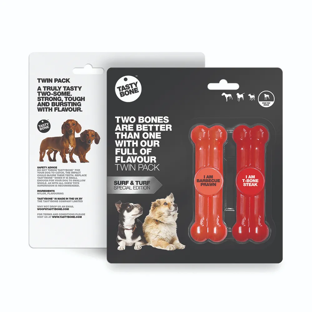 Tastybone Twinpack Toy Surf 'N' Turf BBQ Prawn & T-Bone steak